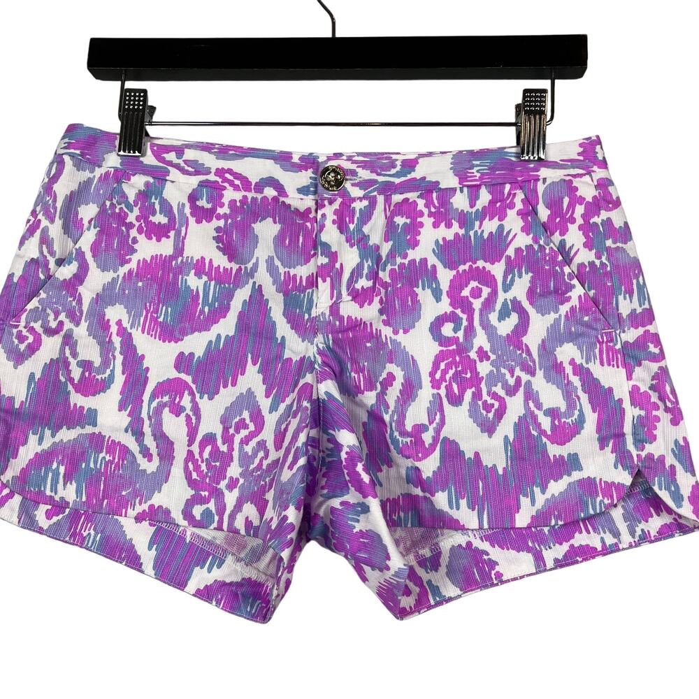 Lilly Pulitzer Cotton Shorts Abstract Print Purple - 0